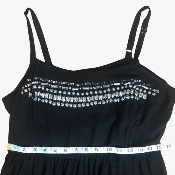 Torrid Dress 2 Maxi 2X Black Embellished Flowy Empire Stretch Waist - Picture 7 of 11